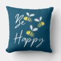 Bee happy throw pillow