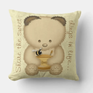 cute honey bear throw pillow