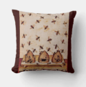 Bee skeps square throw pillow