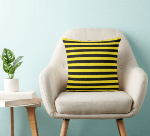 Yellow & Black stripe throw pillow